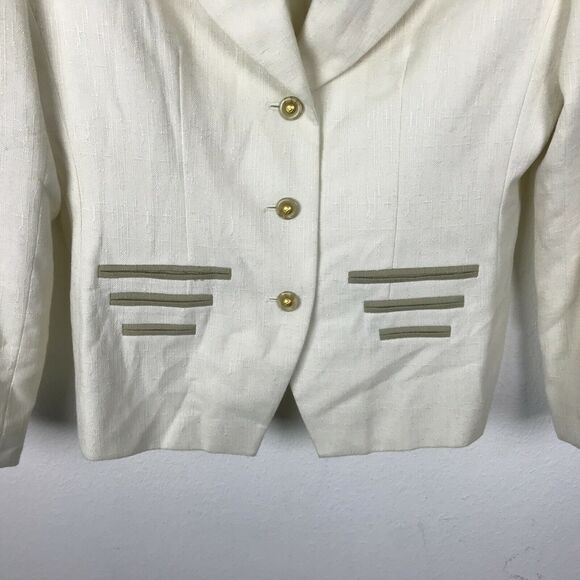 Vintage 90s Sasson Blazer Size 10 Ivory Long Sleeve Polyester Blend Womens Y2K - Picture 5 of 8